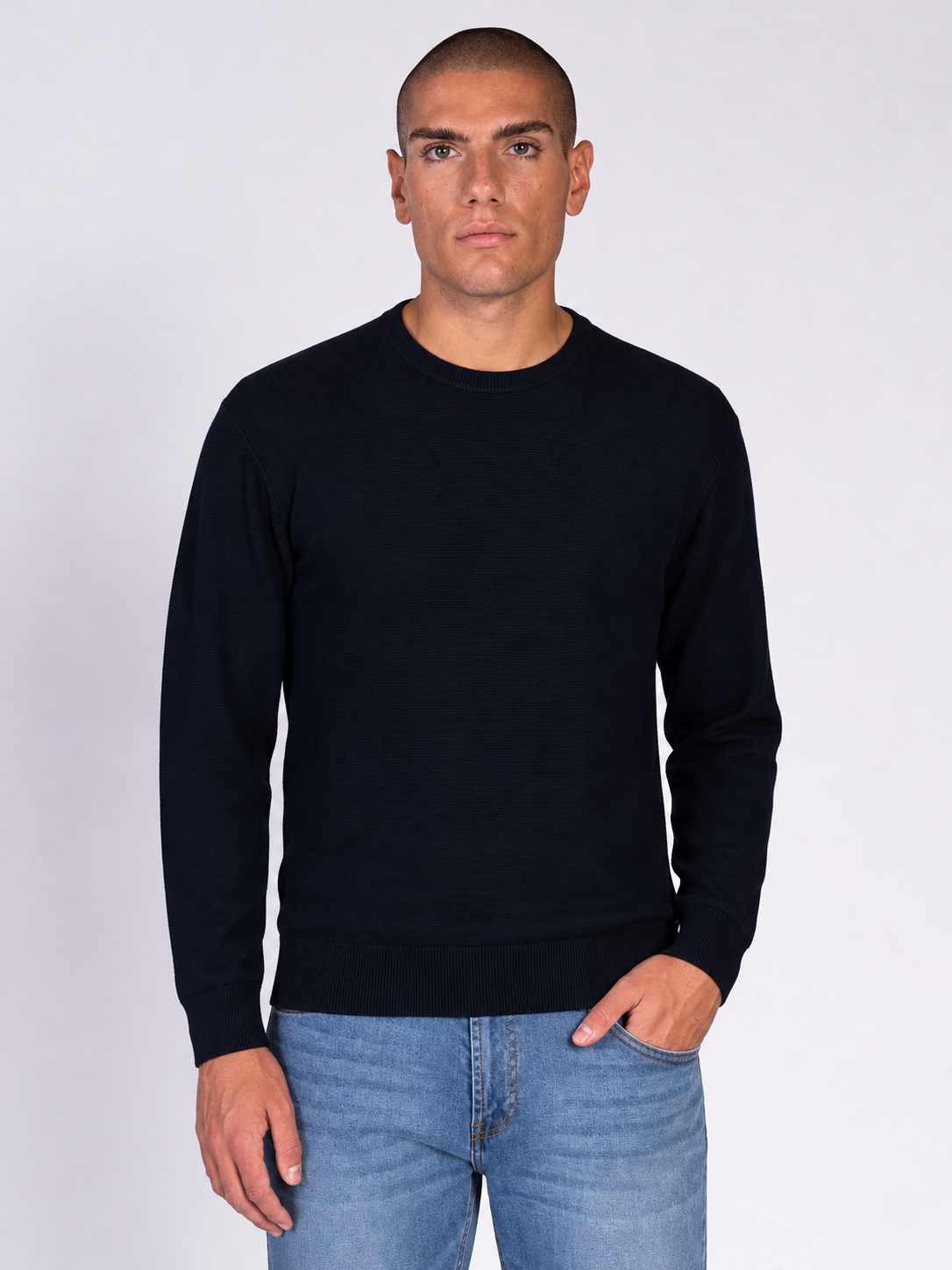 MAGLIA GIROCOLLO JACQUARD|Colore:Blu