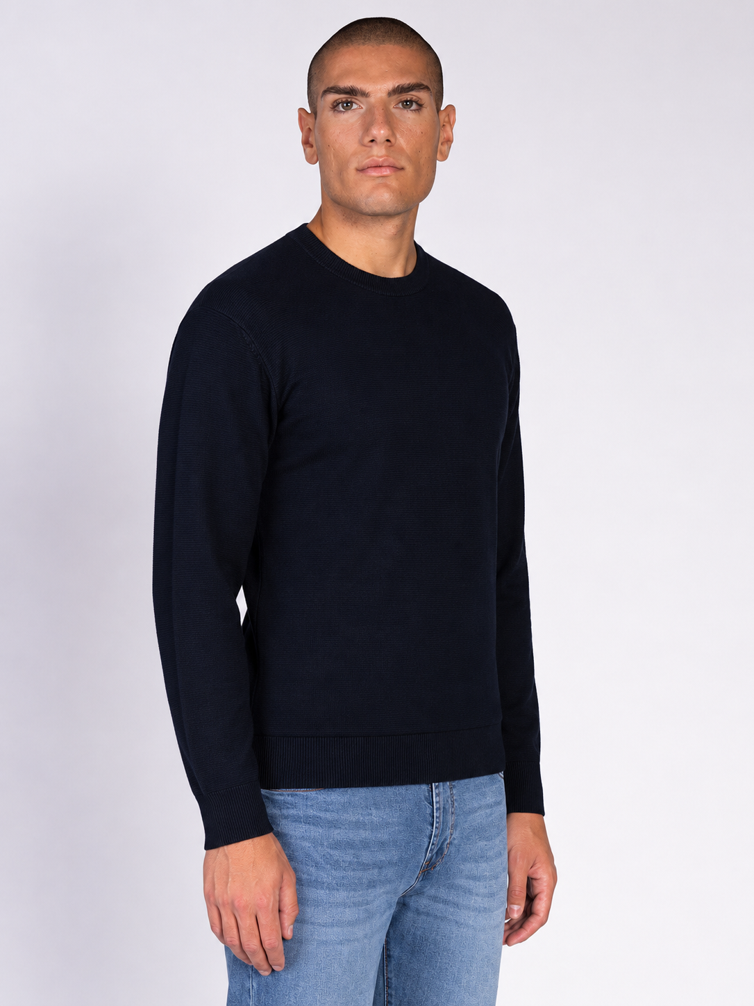 MAGLIA GIROCOLLO JACQUARD|Colore:Blu