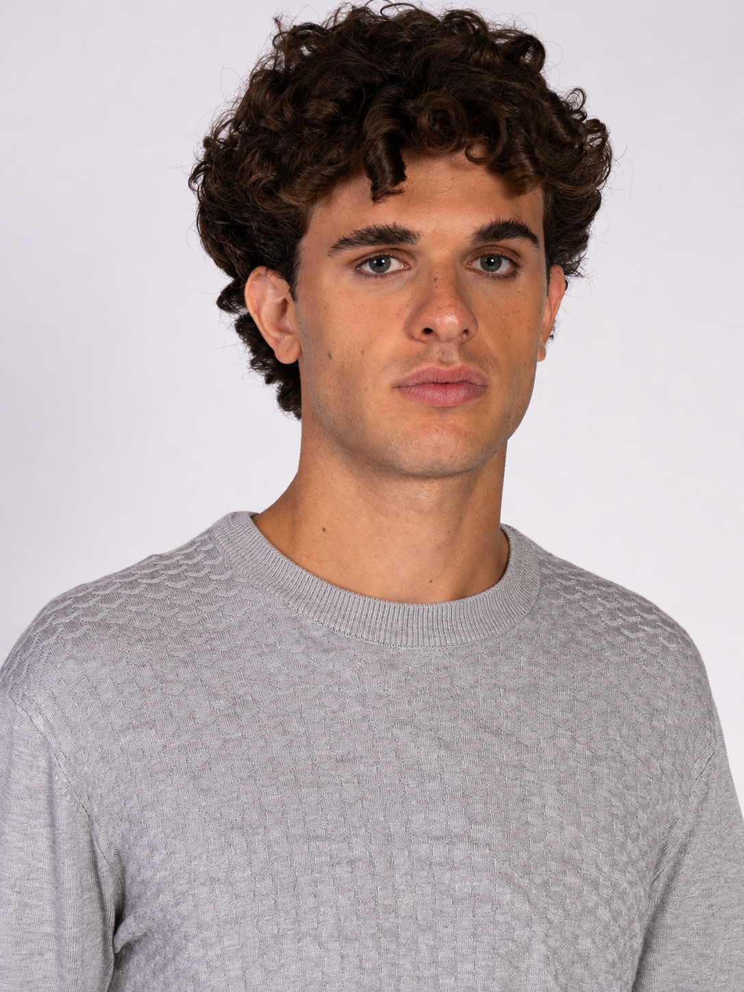 MAGLIA GIROCOLLO JACQUARD|Colore:Grigio