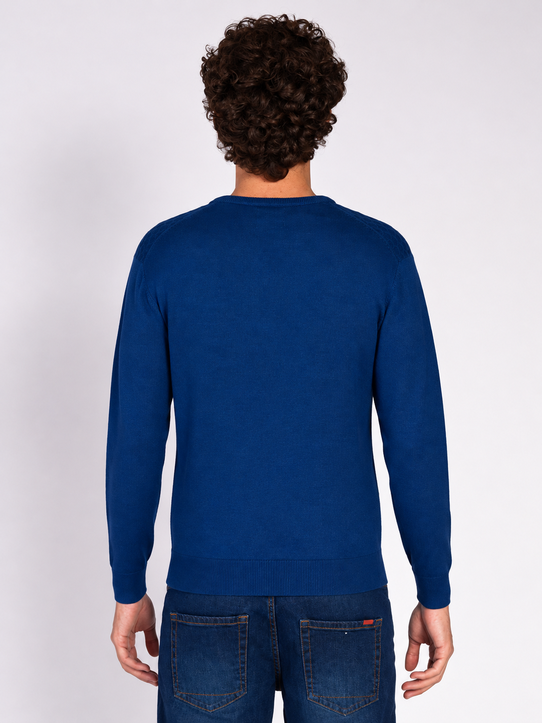 MAGLIA GIROCOLLO JACQUARD|Colore:Indaco