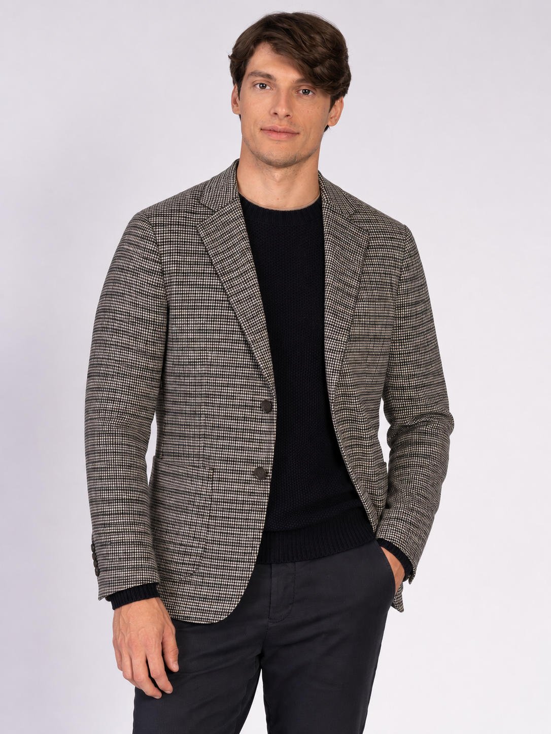 GIACCA PIED DE POULE|Colore:Perla