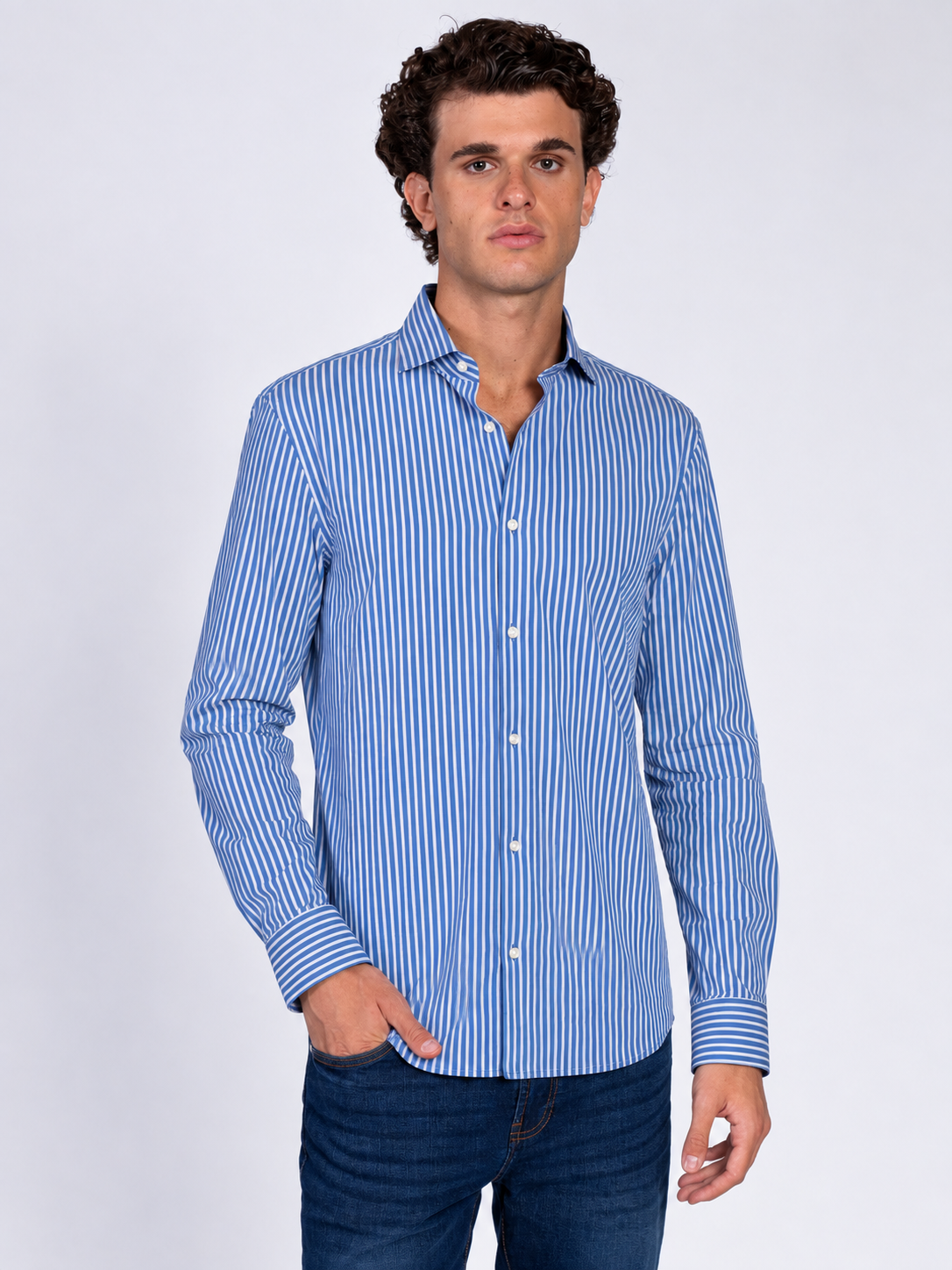 CAMICIA TINTO FILO|Colore:Blu