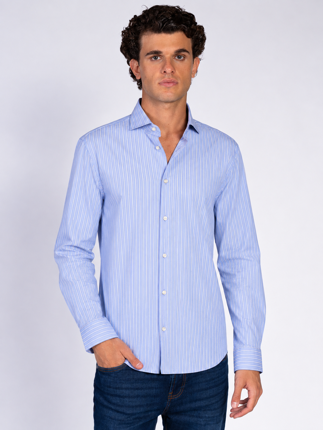 CAMICIA MICRORIGHE|Colore:Azzurro