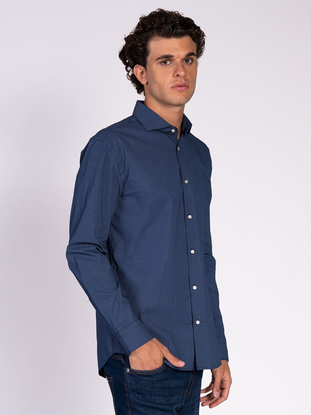 CAMICIA MICROFANTASIA|Colore:Blu