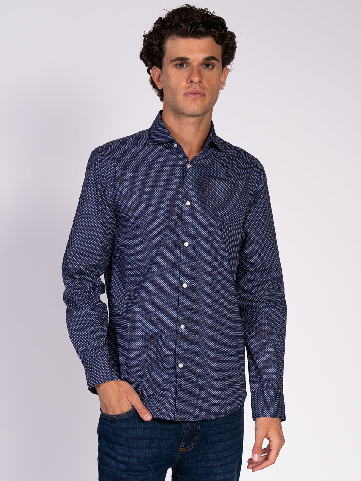 CAMICIA MICRO-POIS|Colore:Moro