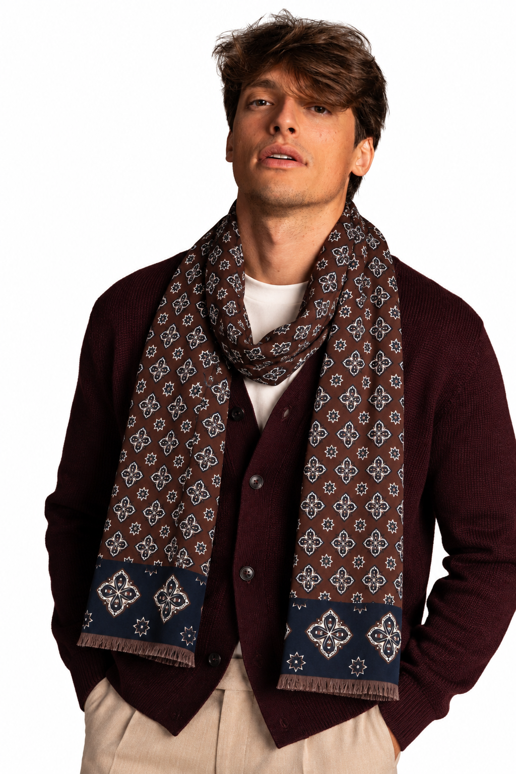 PASHMINA PATTERN GEOMETRICO|Colore:Moro