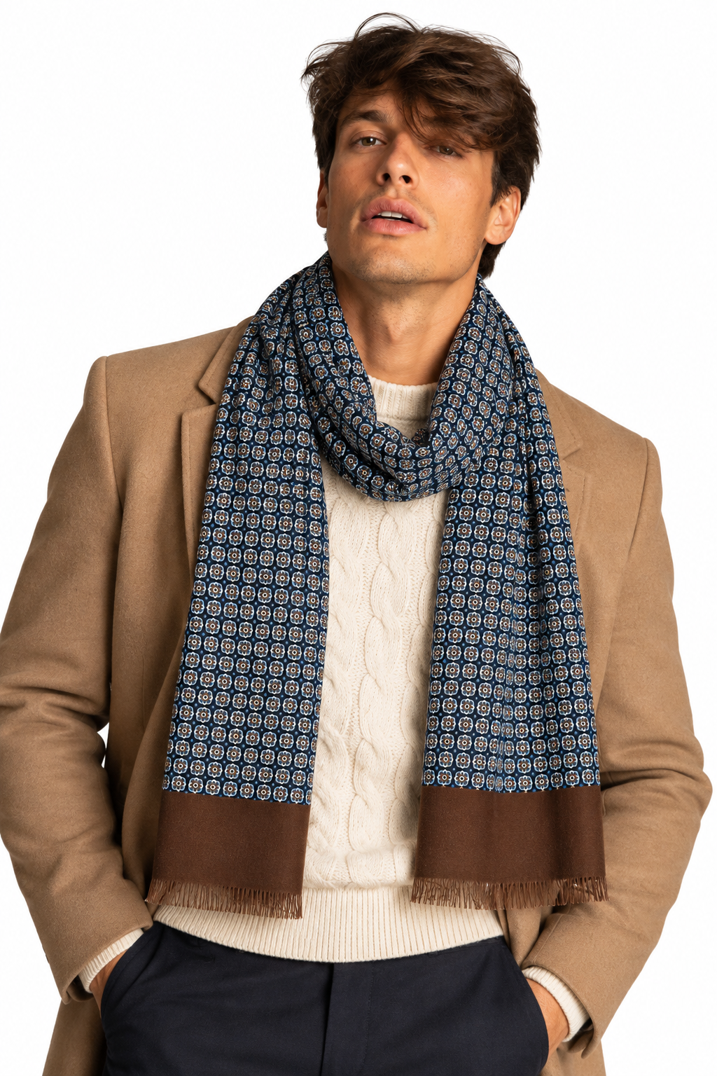 PASHMINA PATTERN MOSAICO|Colore:Moro/blu