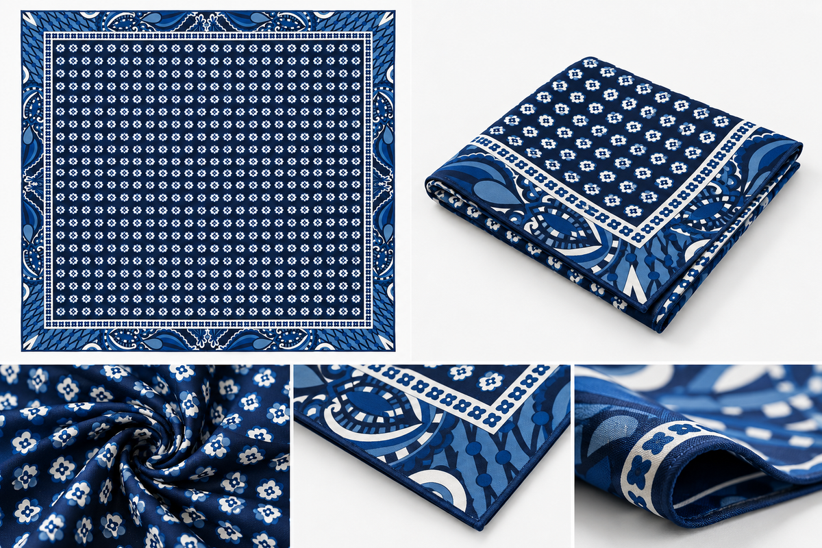 FOULARD PATTERN FLOREALE|Colore:Blu
