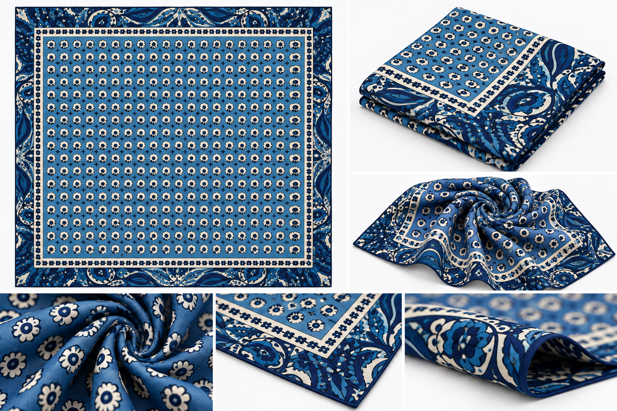 FOULARD PATTERN FLOREALE|Colore:Celeste