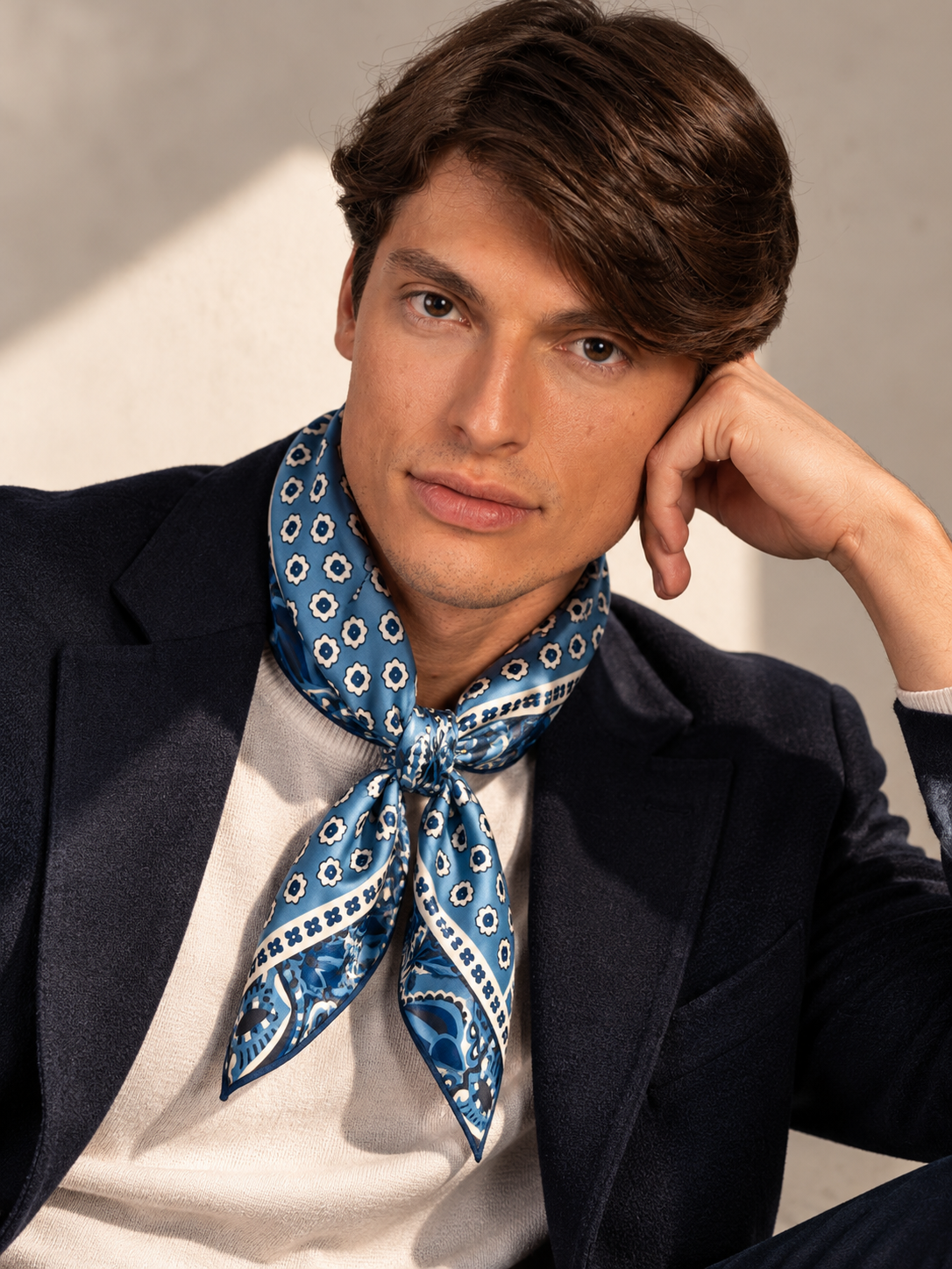 FOULARD PATTERN FLOREALE|Colore:Celeste