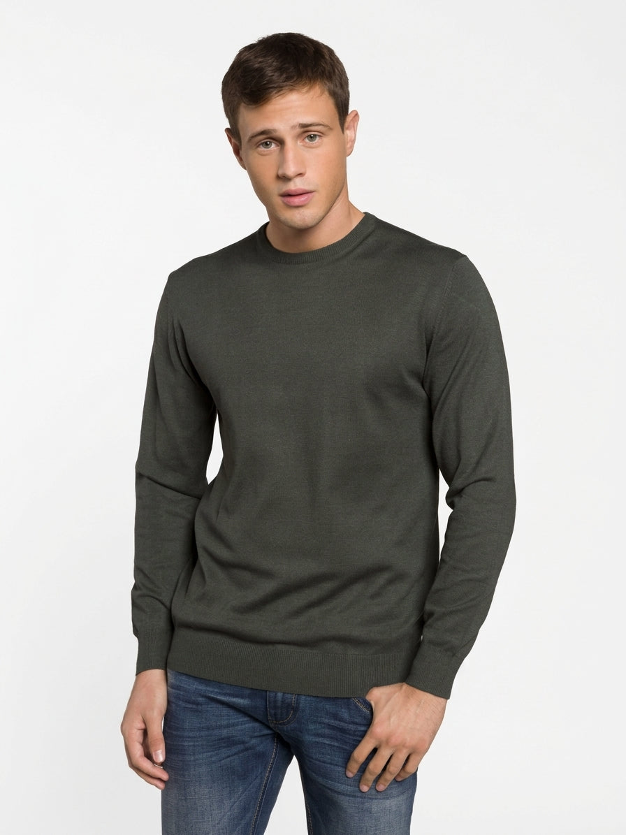 MAGLIA GIROCOLLO RASATA|Colore:Verde militare