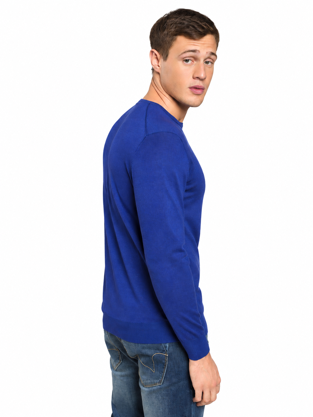 MAGLIA GIROCOLLO RASATA|Colore:Indaco