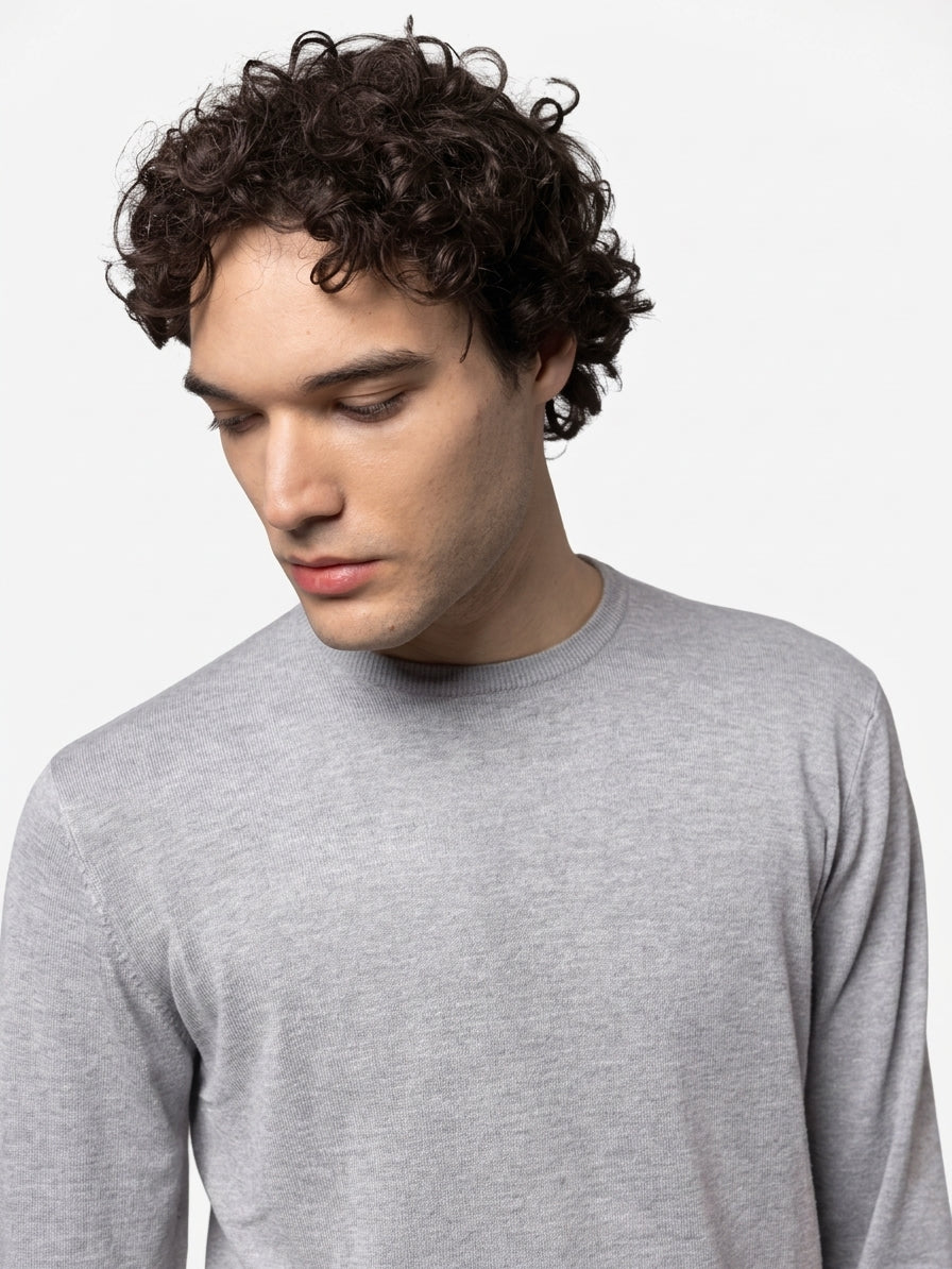 MAGLIA GIROCOLLO RASATA|Colore:Grigio chiaro
