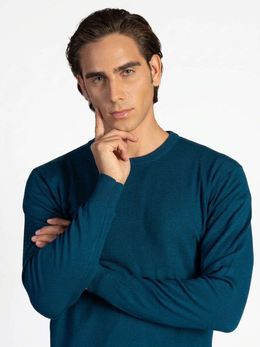 MAGLIA GIROCOLLO RASATA|Colore:Petrolio
