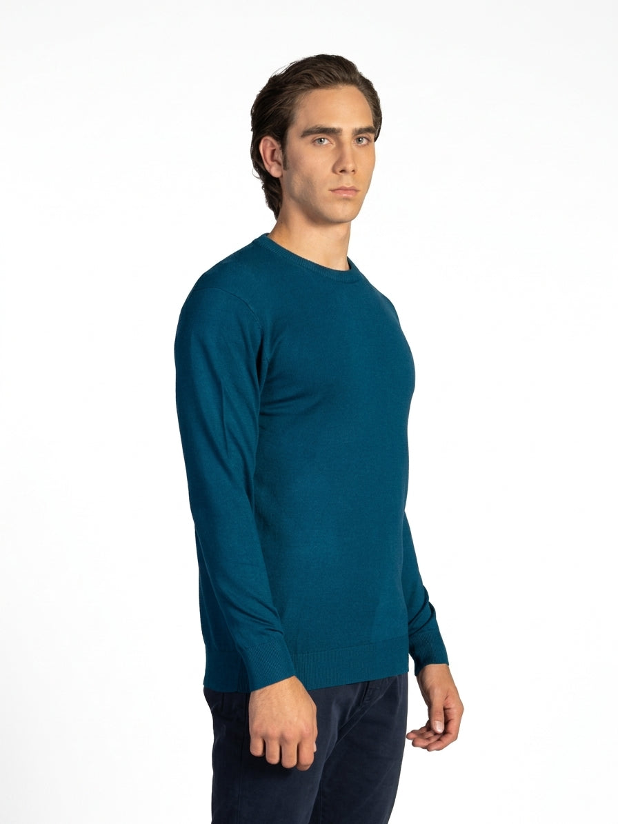 MAGLIA GIROCOLLO RASATA|Colore:Petrolio
