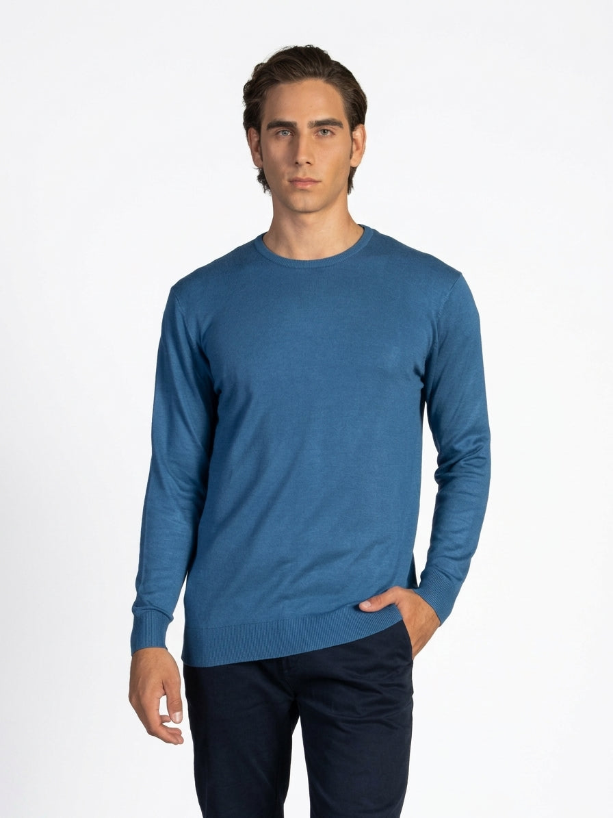 MAGLIA GIROCOLLO RASATA|Colore:Cielo