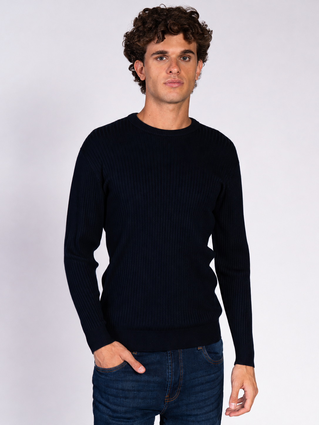 MAGLIA GIROCOLLO A COSTE|Colore:Blu