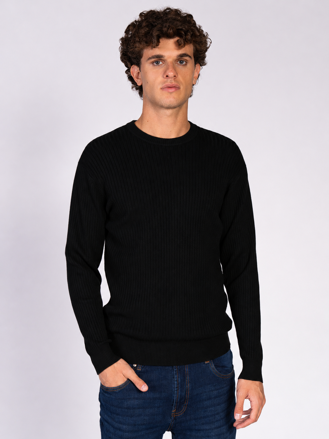 MAGLIA GIROCOLLO A COSTE|Colore:Nero
