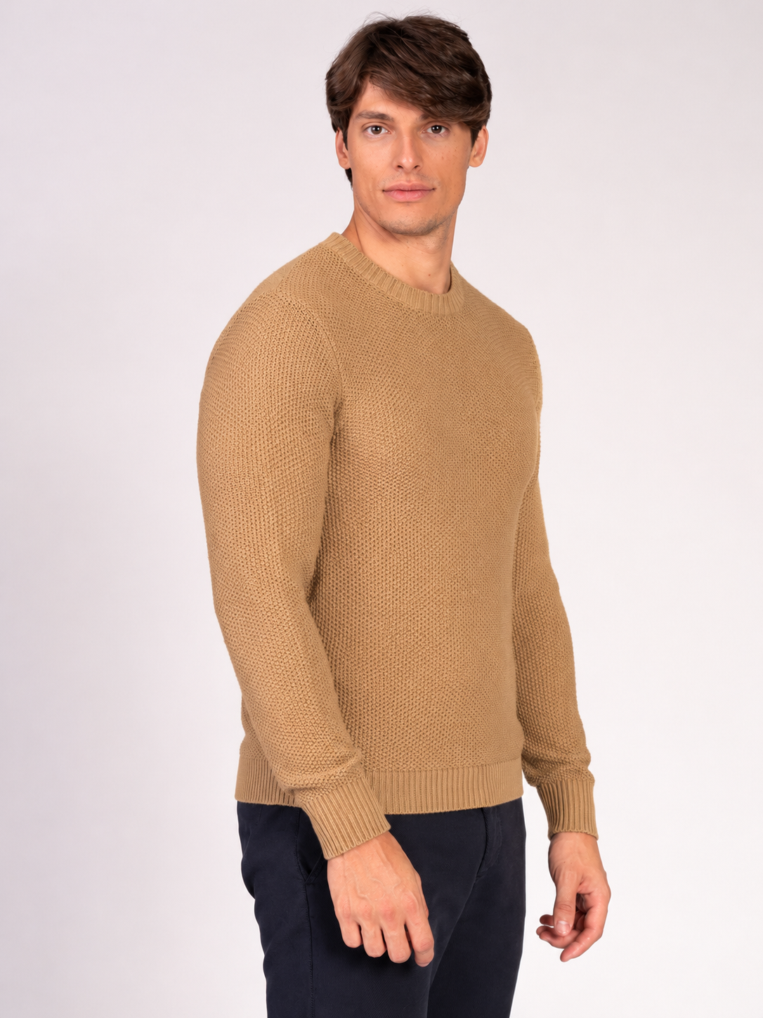 MAGLIA GIROCOLLO JACQUARD|Colore:Beige scuro