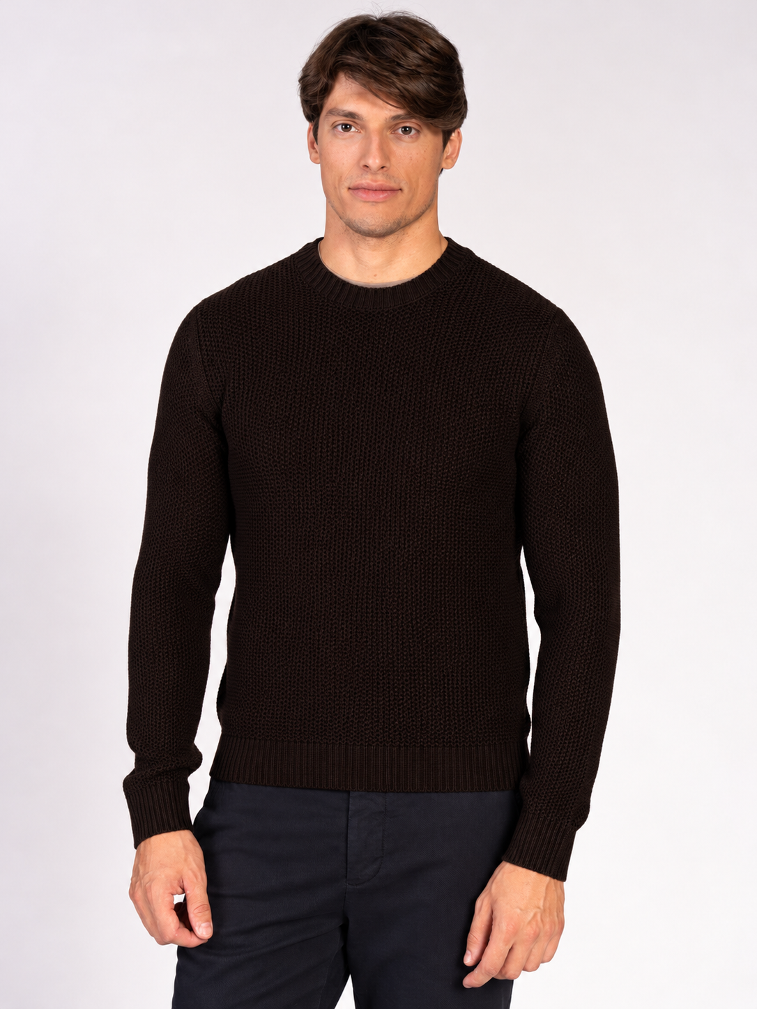 MAGLIA GIROCOLLO JACQUARD|Colore:Caffe'