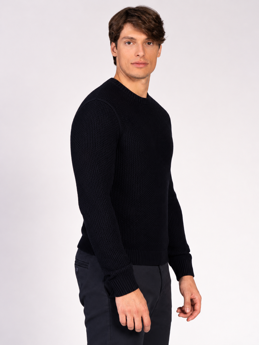 MAGLIA GIROCOLLO JACQUARD|Colore:Blu