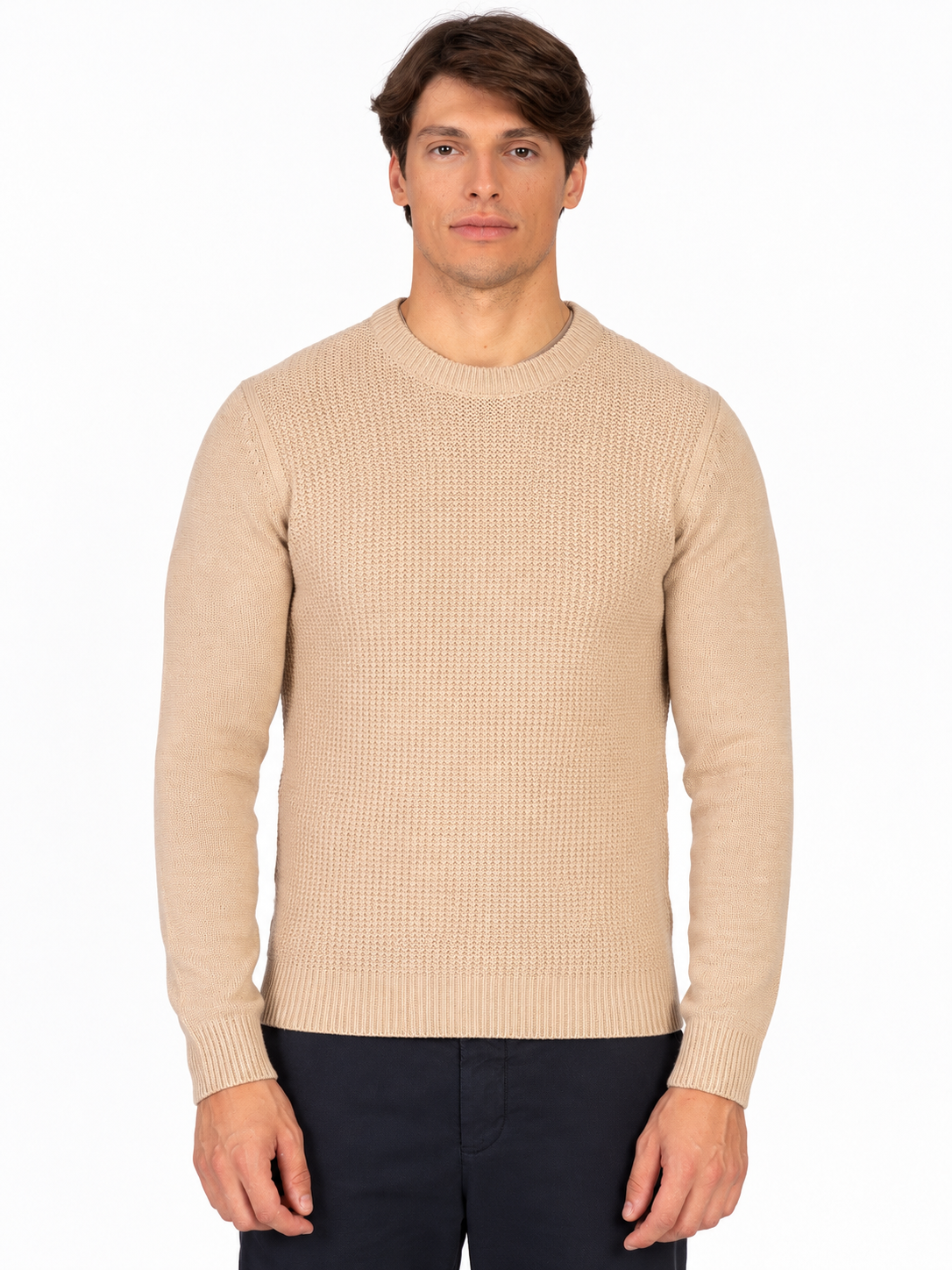 MAGLIA GIROCOLLO JACQUARD|Colore:Beige