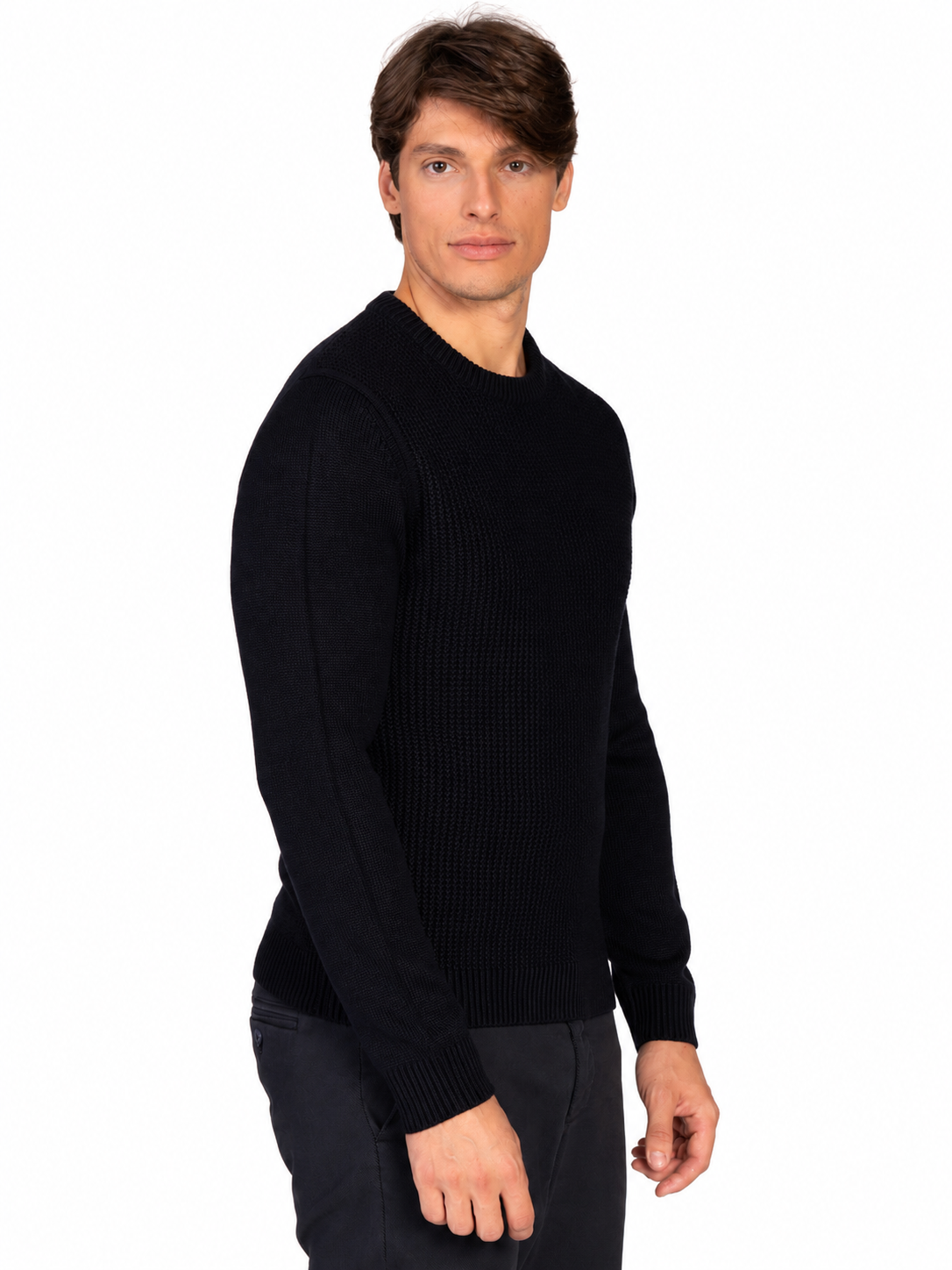 MAGLIA GIROCOLLO JACQUARD|Colore:Blu