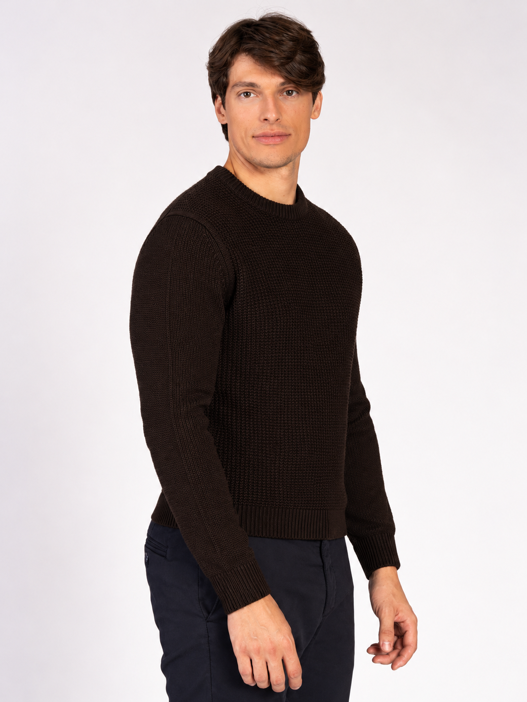 MAGLIA GIROCOLLO JACQUARD|Colore:Caffe'