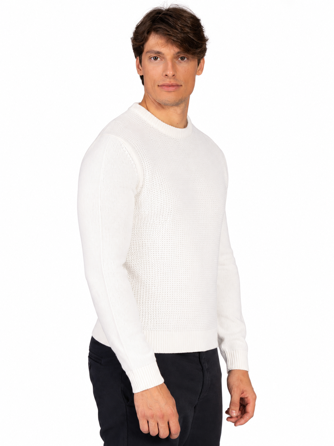 MAGLIA GIROCOLLO JACQUARD|Colore:Panna