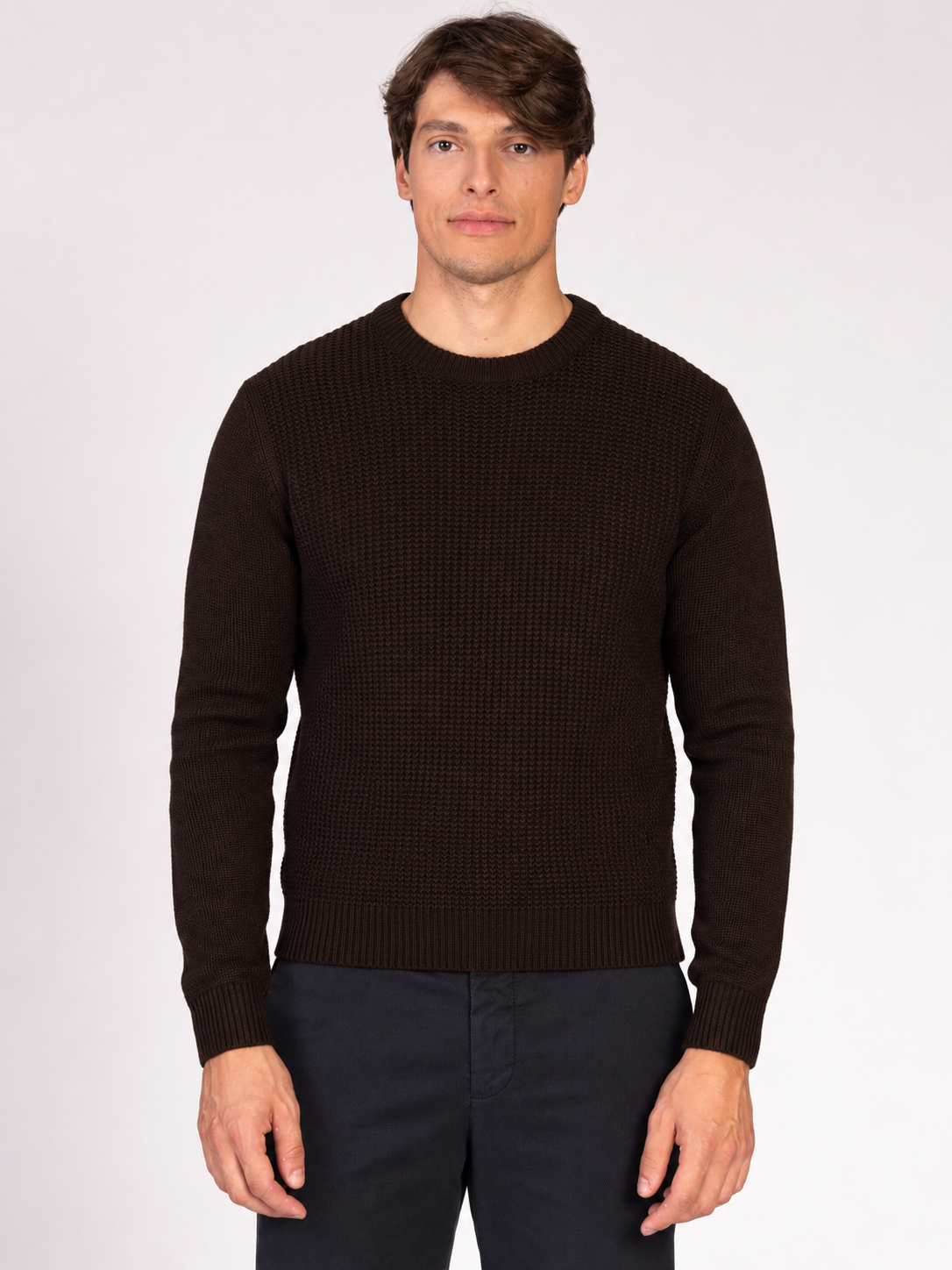 MAGLIA GIROCOLLO JACQUARD|Colore:Caffe'