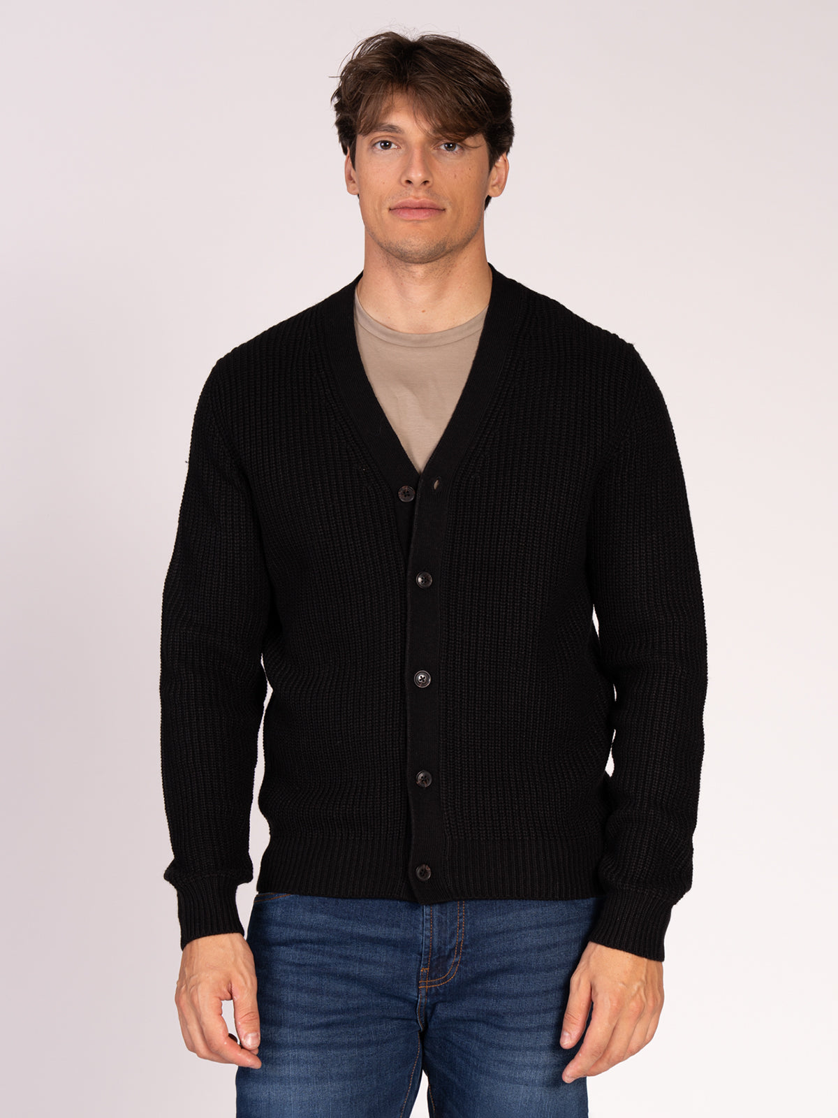 CARDIGAN CON BOTTONI A COSTE|Colore:Nero