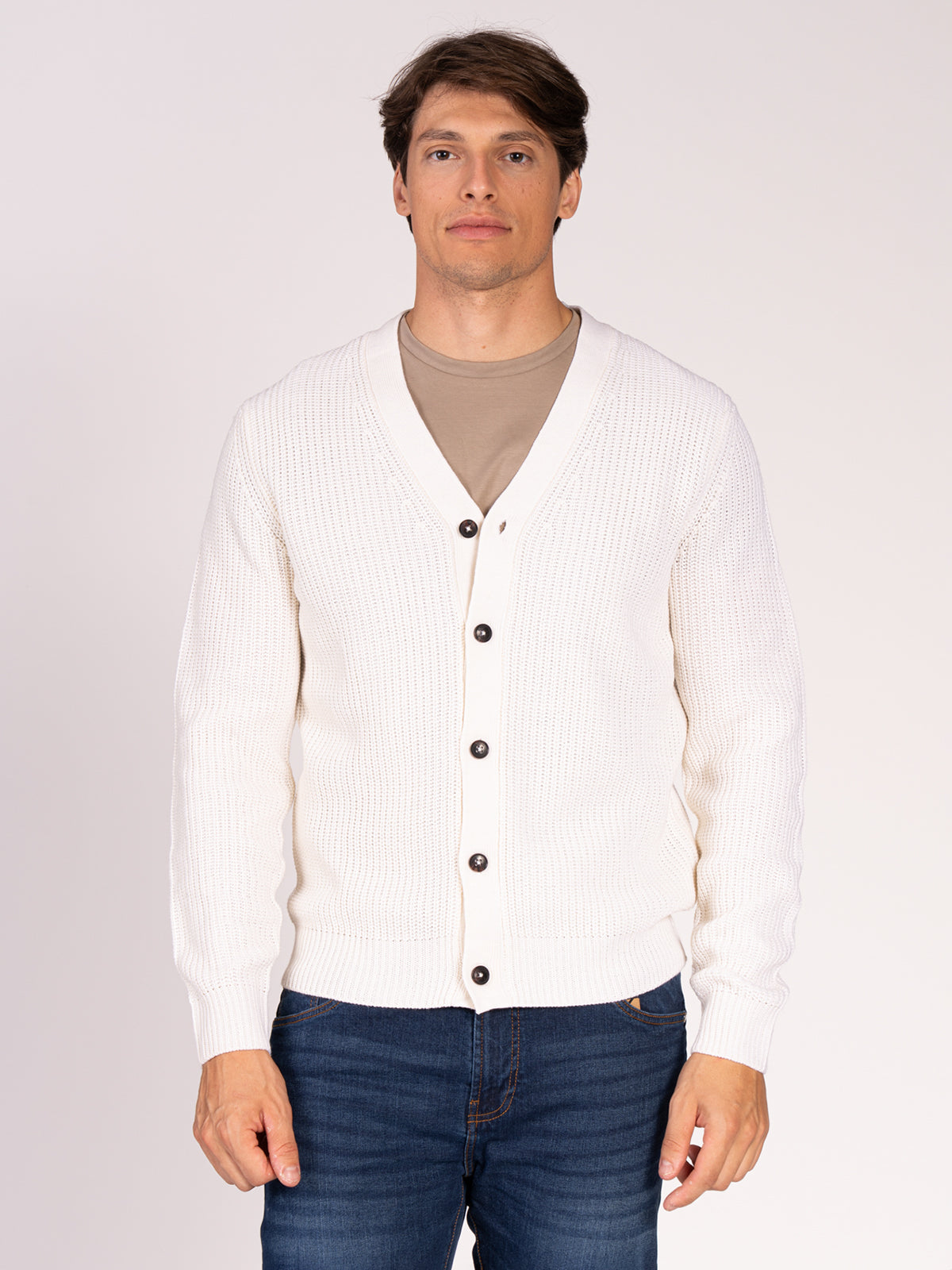 CARDIGAN CON BOTTONI A COSTE|Colore:Panna
