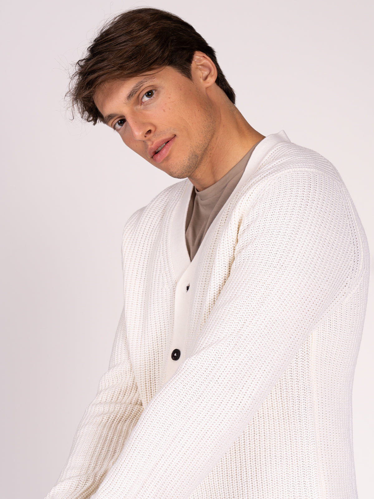 CARDIGAN CON BOTTONI A COSTE|Colore:Panna