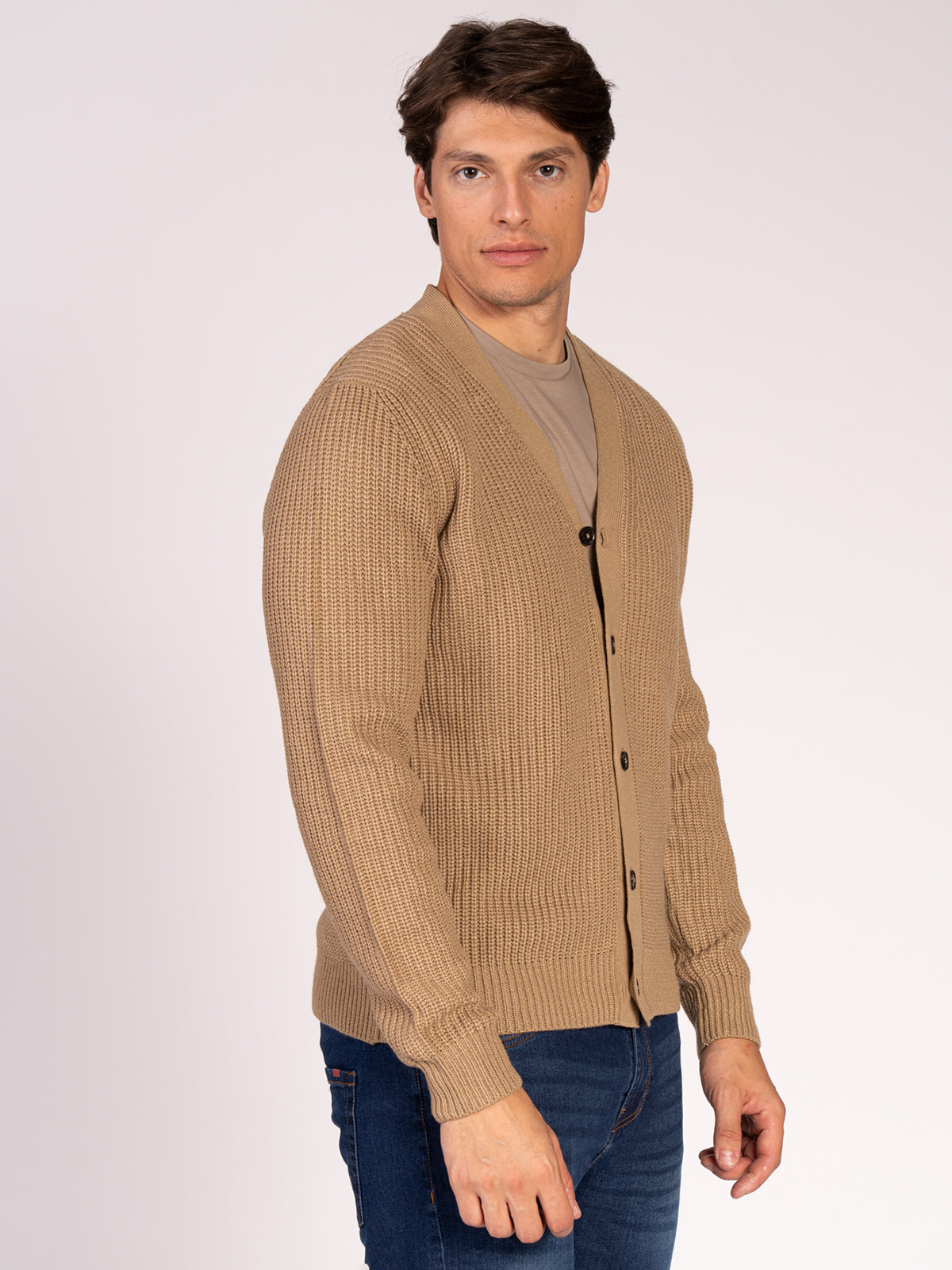 CARDIGAN CON BOTTONI A COSTE|Colore:Beige scuro