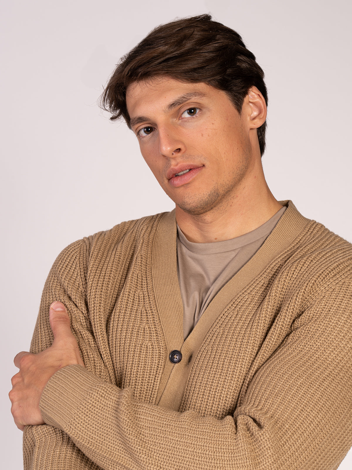 CARDIGAN CON BOTTONI A COSTE|Colore:Beige scuro
