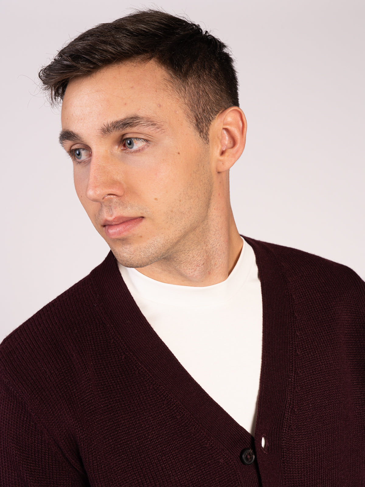 CARDIGAN CON BOTTONI RASATA|Colore:Bordeaux