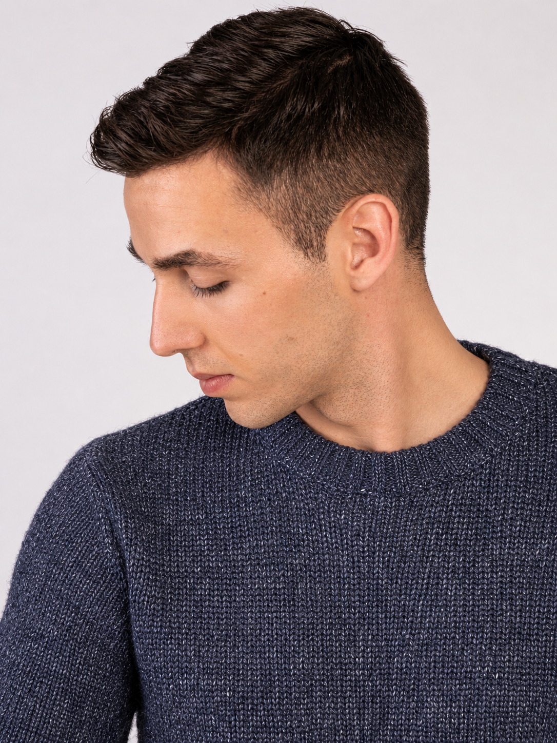 MAGLIA GIROCOLLO MELANGE|Colore:Blu