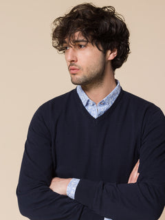 Maglia basic collo a V|Colore:Blu