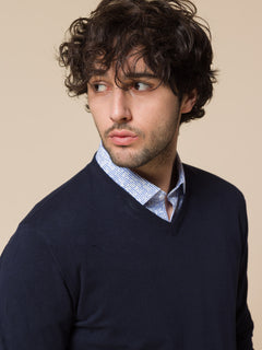 Maglia basic collo a V|Colore:Blu