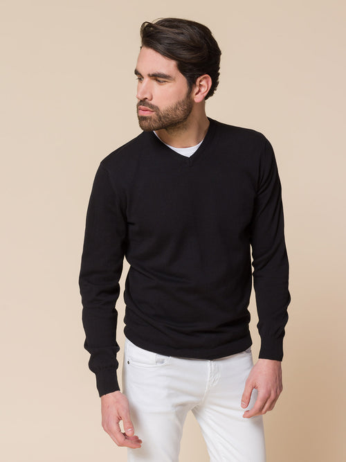 Maglia basic collo a V|Colore:Nero