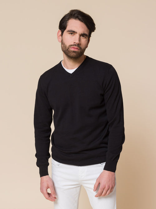 Maglia basic collo a V|Colore:Nero