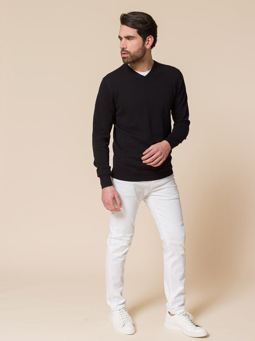 Maglia basic collo a V|Colore:Nero