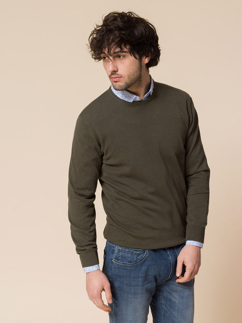 Cotton basic crew neck sweater