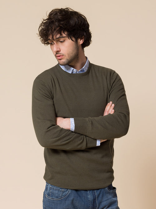 Cotton basic crew neck sweater