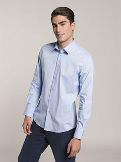 Camicia slim in cotone stretch|Colore:Azzurro