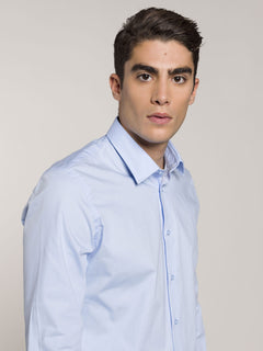 Camicia slim in cotone stretch|Colore:Azzurro