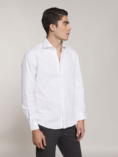 Camicia in cotone tinta unita|Colore:Bianco