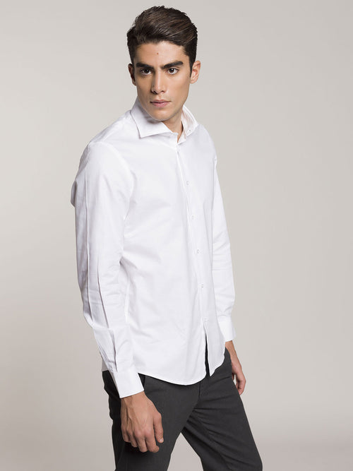 Camicia in cotone tinta unita|Colore:Bianco