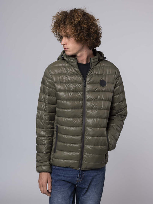 Giubbotto trapuntato con cappuccio|Colore:Verde militare