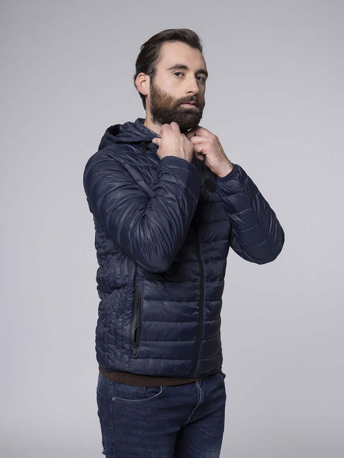 Giubbotto trapuntato con cappuccio|Colore:Blu
